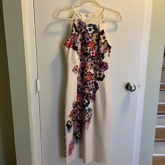 ASOS White and Purple Asymmetrical Halter Sheath Dress - Picture 1 of 4